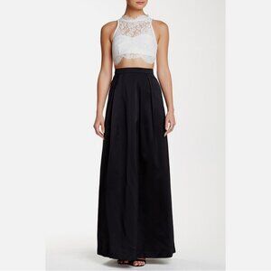 NWOT Kay Unger Black Pleated Maxi Full Skirt